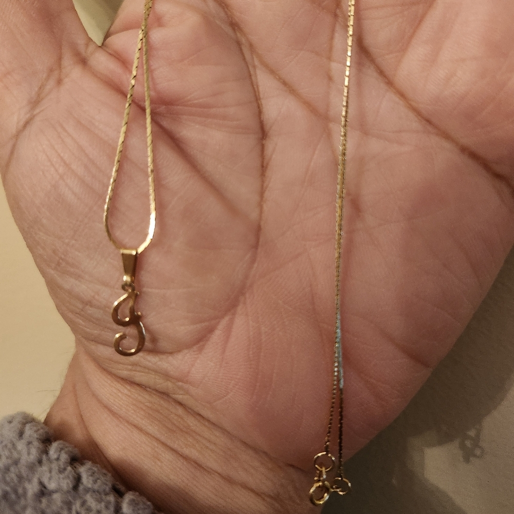 14kt Yellow Gold-tone Letter  Pendant Necklace - Women